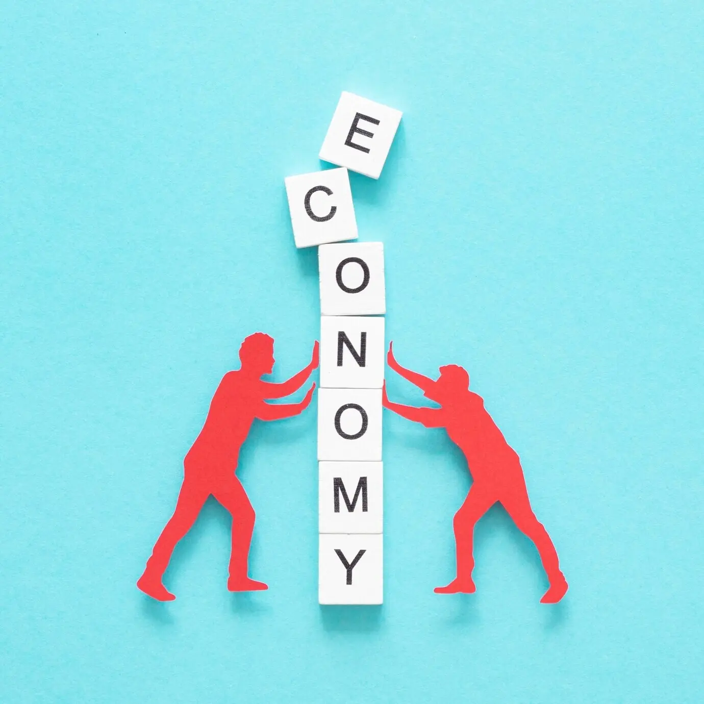 Abstrakte Flat-Lay-Darstellung einer Finanzkrise